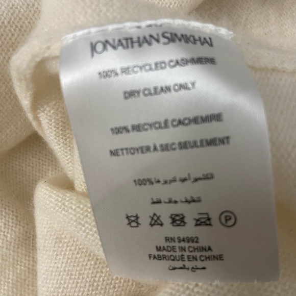 NWT JONATHAN SIMKHAI Flynn Recycled Cashmere Wrap Dress -Ivory - Picture 9 of 15